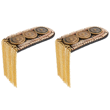 2Pcs Fashionable Alloy Tassel Epaulettes, Detachable Shoulder Badge, with Pin, Garment Accessories, Golden, 180mm