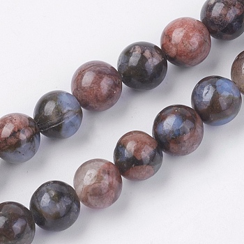 Natural Glaucophane Beads Strands, Round, 8mm, Hole: 1mm, about 50pcs/strand, 15.3 inch(39cm)