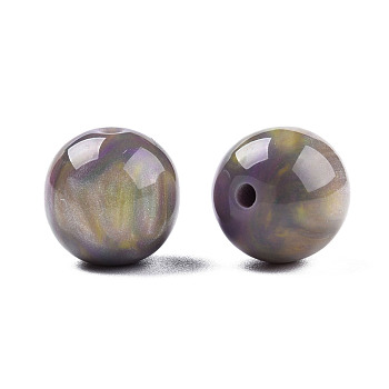 Resin Beads, Imitation Gemstone, Round, Flamingo, 12x11.5mm, Hole: 1.5~3mm