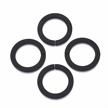 Spray Painted CCB Plastic Linking Rings, Quick Link Connectors, For Jewelry Link Chains Making, Round Ring, Black, 45x3mm, Inner Diameter: 32mm