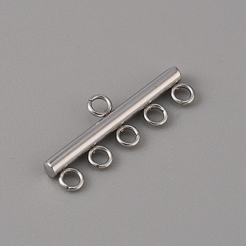 304 Stainless Steel Chandelier Component Links, 6 Loop Connector, Stainless Steel Color, 9x25x2.5mm, Hole: 2mm