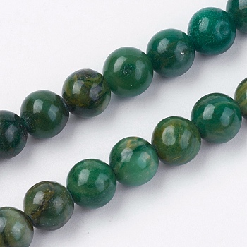 Natural African Jade Beads Strands, Round, 6mm, Hole: 0.8mm, about 63pcs/strand, 15.7 inch(40cm)