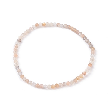 3mm Natural Moonstone Beads Stretch Bracelet for Girl Women, Inner Diameter: 2-1/4 inch(5.65cm), Beads: 3mm