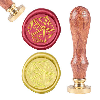 Brass Wax Seal Stamp, with Natural Rosewood Handle, for DIY Scrapbooking, Geometric Pattern, Stamp: 25mm, Handle: 83x22mm, Head: 7.5mm