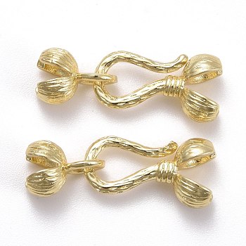Locking Double Brass Bead Tips, Calotte Ends with Loops, Clamshell Knot Covers, Light Gold, 13.5x7mm, Inner Diameter: 5mm, 8x6x5.5mm, Inner Diameter: 4mm