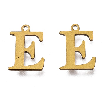 Vacuum Plating  304 Stainless Steel Charms, Laser Cut, Alphabet, Antique Bronze, Letter.E, 12x9x0.8mm, Hole: 1mm