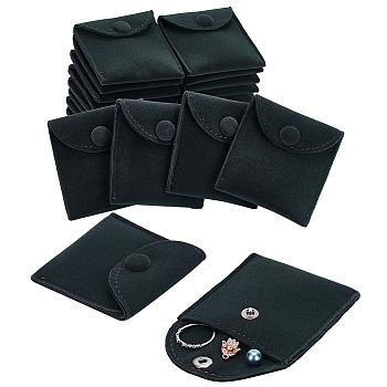 Velvet Jewelry Flap Pouches with Snap Button, Envelope Bag for Earrings, Bracelets, Necklaces Packaging, Rectangle, Slate Gray, 7.4x7.1cm