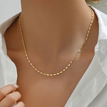 Brass Minimalist Oval Link Chain Necklaces for Women, Perfect for Daily Wear, Golden, 17.72 inch(45cm)