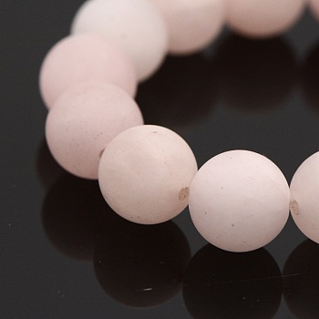 Frosted Natural Rose Quartz Round Bead Strands, 10mm, Hole: 1mm, about 19pcs/strand, 7.5 inch