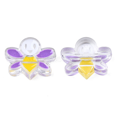 Blue Violet Bees Acrylic Beads