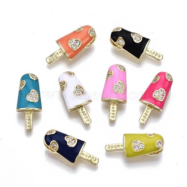 Real 16K Gold Plated Mixed Color Food Brass+Cubic Zirconia+Enamel Pendants