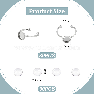DIY Blank Dome Stainless Steel Open Cuff Ring Making Kits(DIY-UN0006-34B)-3