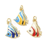 Sea Animals Brass Enamel Pendants, Rack Plating, Cadmium Free & Lead Free, Long-Lasting Plated, with Jump Ring, Real 18K Gold Plated, Mixed Color, 20x15.5x2.5mm, Hole: 3.5mm(KK-B155-02A-G)