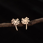 201 Stainless Steel Stud Earrings, Dandelion, Rose Gold, 12x8mm(FS-WG9DC15-03)