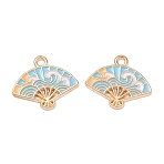 Alloy Enamel Pendants, Fan Charms, Golden, 16x19x1mm, Hole: 1.6mm(AL-CBAE435-54G)