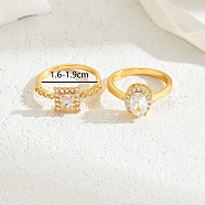Luxurious Sparkling Zircon Square Ring Set for Couples Wedding Jewelry.(WZ9023-2)