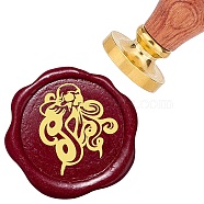 Brass Wax Seal Stamps with Rosewood Handle, for DIY Scrapbooking, Skull, 25mm(AJEW-WH0412-0074)
