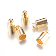 Brass Cord Ends, End Caps, Cadmium Free & Lead Free, Column, Light Gold, 8x3mm, Hole: 1.5mm, 2mm inner diameter(KK-R001-08-LG)