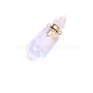 Natural Quartz Crystal Perfume Bottle Pendants, Golden, Faceted Bottle Charms, 41x15mm(PW-WG37468-03)