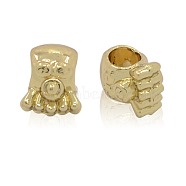Nickel Free & Lead Free Light Gold Alloy European Beads, Long-Lasting Plated, Large Hole Fish Octopus Beads, 10x8x8mm, Hole: 5mm(PALLOY-J219-018-NR)