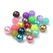 Acrylic Beads, Round, Mixed Color, 10mm, Hole: 1.5~2mm(OACR-MSMC0001-02-10mm)