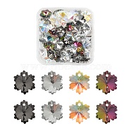 60Pcs 4 Style Snowflake Electroplated Glass Pendants, Faceted, Mixed Color, 15pcs/style(EGLA-FS0001-07)