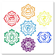 Chakra PET Plastic Hollow Out Drawing Painting Stencils Templates, Square, Flower, 300x300mm(DIY-WH0244-285)