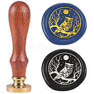 Wax Seal Stamp Set, Sealing Wax Stamp Solid Brass Heads with Wood Handles, for Envelopes Invitations, Gift Card, Owl, 83x22mm, Stamps: 25x14.5mm(AJEW-WH0208-1427)