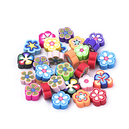 Handmade Polymer Clay Cabochons, Flower, Mixed Color, 8~12x8~12x4mm, 100pcs/bag(CLAY-Q244-07)