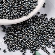 MIYUKI Round Rocailles Beads, Japanese Seed Beads, 8/0, (RR2002) Matte Metallic Silver Gray, 3mm, Hole: 1mm, about 19000~20500pcs/pound(SEED-G008-RR2002)