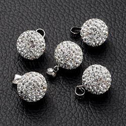 Austrian Crystal Charms, With Sterling Silver Clasps, Round, Crystal, about 12mm in diameter, hole: 3.5mm(SR12MM-001)