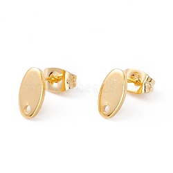 201 Stainless Steel Stud Earring Findings with Hole, 304 Stainless Steel Pins and Ear Nuts, Oval, Real 24K Gold Plated, 9x5mm, Hole: 1.2mm, Pin: 0.8mm(EJEW-A071-01C-G)