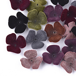 Flocky Acrylic Bead Caps, 3-Petal, Flower, Mixed Color, 22x23x8mm, Hole: 1mm(X-OACR-T005-01)
