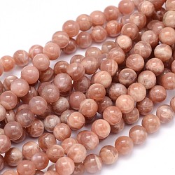 Round Natural Grade B Sunstone Beads Strands, 6mm, Hole: 1mm, about 65pcs/strand, 15.3 inch(X-G-F222-33-6mm)