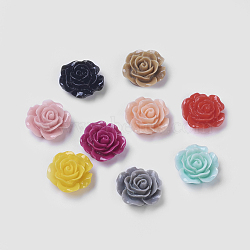 Mixed Color Flat Back Flower Resin Cabochons, 14x6mm(X-RESI-I011-M)