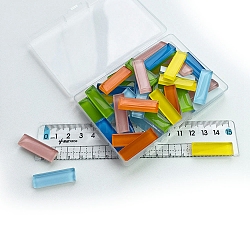 Rectangle Glass Cabochons, Mosaic Tiles, for DIY Mosaic Art Crafts, Mixed Color, 32x10x4mm, about 53pcs/set(PW-WG38939-07)