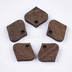 Walnut Wood Charms, Saddle Brown, 11.5x12x2.5~3mm, Hole: 1.6mm(WOOD-S054-40)
