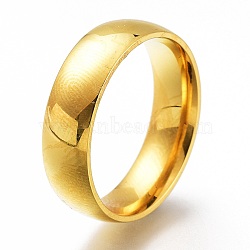 304 Stainless Steel Finger Rings, Plain Band Rings, Golden, US Size 7, Inner Diameter: 17mm(RJEW-F110-13G-7)