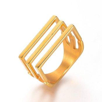 Unisex 304 Stainless Steel Finger Rings, Golden, Size 7, 17mm