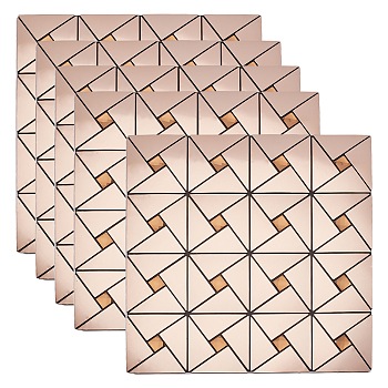 Square Mosaic Aluminum Plastic Self-Adhesive Wall Stickers, for Shelf Liner Dresser Drawer Locker, Tan, 30x30x0.3cm
