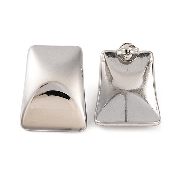 Non-Tarnish 304 Stainless Steel Stud Earrings, Trapezoid, Stainless Steel Color, 28x21mm