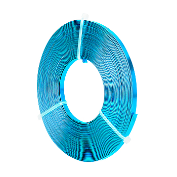 BENECREAT Aluminum Wire, Flat Craft Wire, Bezel Strip Wire for Cabochons Jewelry Making, Deep Sky Blue, 5x1mm, about 10m/roll
