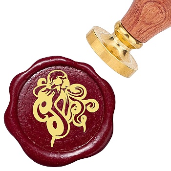 Brass Wax Seal Stamps with Rosewood Handle, for DIY Scrapbooking, Skull, 25mm