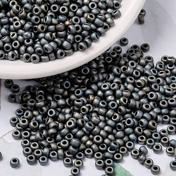 MIYUKI Round Rocailles Beads, Japanese Seed Beads, 8/0, (RR2002) Matte Metallic Silver Gray, 3mm, Hole: 1mm, about 19000~20500pcs/pound