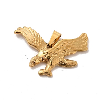 Vacuum Plating 201 Stainless Steel Pendants, Eagle Charms, Golden, 23x34.5x3mm, Hole: 7x3.5mm