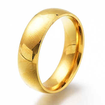 304 Stainless Steel Finger Rings, Plain Band Rings, Golden, US Size 7, Inner Diameter: 17mm