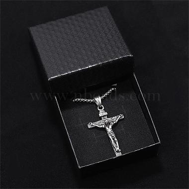 Cross Pendant Necklace with Jesus Crucifix Religious Necklace Sacrosanct Charm Neck Chain Jewelry Gift for Birthday Easter Thanksgiving Day(JN1109A)-3