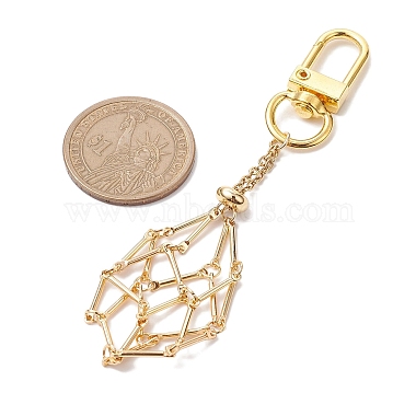 2Pcs 2 Styles Brass Bar Link Chains Pouch Stone Pendant Decorations(HJEW-JM02034-01)-2