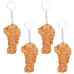 4Pcs Chicken Leg PVC Pendant Keychains, with Iron Split Key Rings, Platinum, Peru, 86.5x50x37mm(KEYC-SC0002-22)