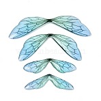 3Pcs Transparent Epoxy Resin Butterfly Wings Cabochons, with Glitter Powder, Sky Blue, 16.5x59.5x2mm(RESI-N045-12A)